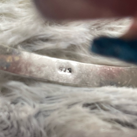 Triplet fire opal sterling silver plated bangle bracelet artisan hand carved - Picture 5 of 10